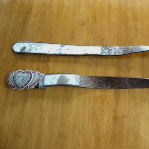 Streets Ahead Womens Belt with Heart Rhinestone Buckle